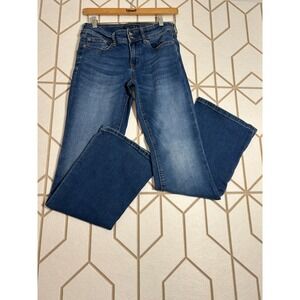 Aeropostale Women Low Rise Flare Jeans Blue Denim Stretch Casual Pants Size 4REG